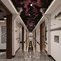 Restaurant Interior Featuring Central Large Tree Decorative Stone Basin And Wooden Furniture