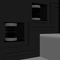 Elegant Modern Recessed Wall Sconces With Layered White Shades On Black Decorative Wood Trim Wall