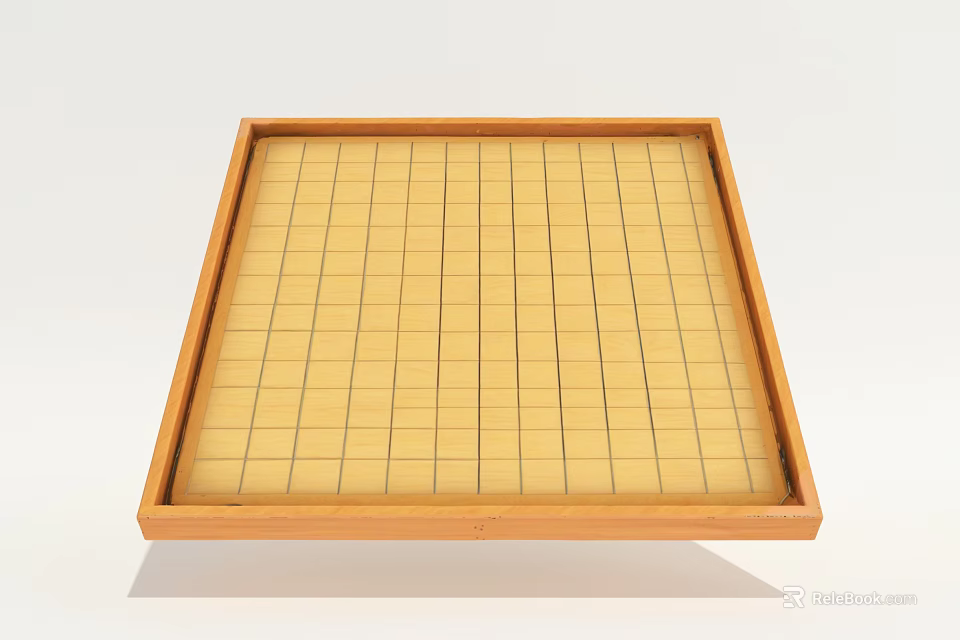 Traditional Wooden Go Board with Grid Lines for Classic Board Game Entertainment 3d model 