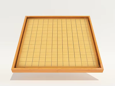 Traditional Wooden Go Board with Grid Lines for Classic Board Game Entertainment 3d model