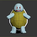 Cartoon Turtle Character With Blue Body Yellow Shell Red Eyes And Stand Pose