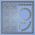 Golden Carved Decorative Patterns With Large Panel Circular Element And Corner Design On Blue Background 3d model