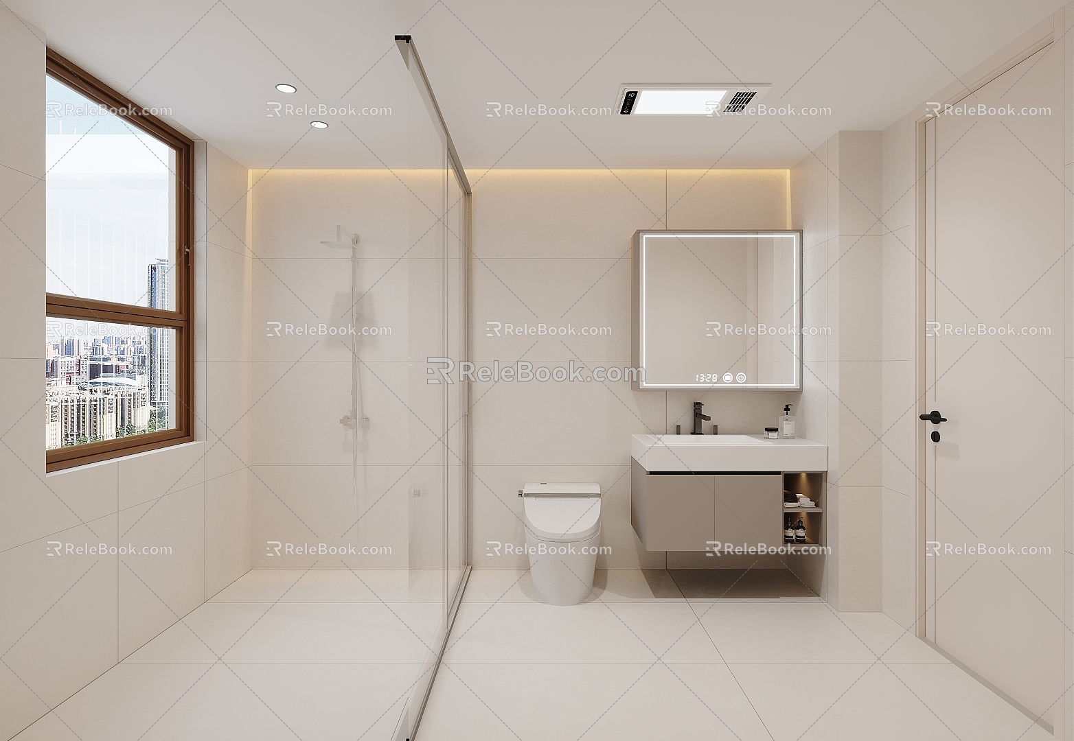 Cream wind family bathroom 3d model