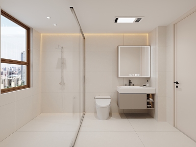 Cream wind family bathroom 3d model