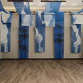 Tie-Dye Batik Fabric Gauze Curtain Partition Exhibition Hall Ceiling Curtain Mesh Cloth Transparent Yarn 3d model