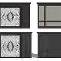 Elegant Modern Wall Panel Designs With Green Gray Marble Diamond Pattern And Grid Paneling 3d model