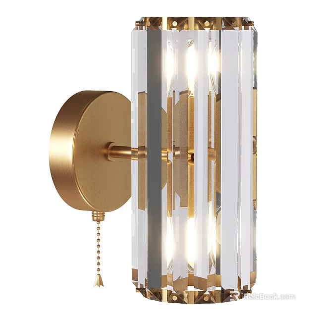 Modern Brass Wall Sconce With Clear Glass Panels And Warm Illumination Design 3d model 