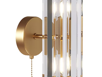Modern Brass Wall Sconce With Clear Glass Panels And Warm Illumination Design 3d model