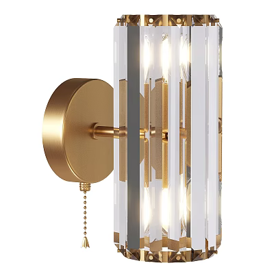 Modern Brass Wall Sconce With Clear Glass Panels And Warm Illumination Design 3d model