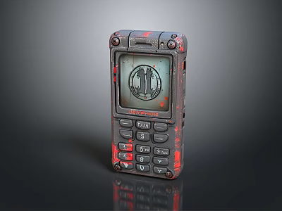 Vintage Handheld Computer with Screen Display Keypad Retro Worn Design Red Accents and Classic Interface 3d model