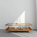 Stylish Wooden Coffee Table With Metal Frame And Decorative Vase Fresh Oranges And Books