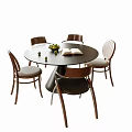 Middle Ancient Style Dining Table and Chair Combination Dining Chair Round Dining Table Single Chair 3d model