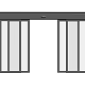 Modern Black Frame Double Sliding Doors With Clear Glass Panels For Home