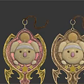 Handmade Rabbit Themed Earrings With Pink Brown Decorative Wings And Star Accents