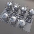 Industrial Stainless Steel Tank System With Pipes And Storage Vessels