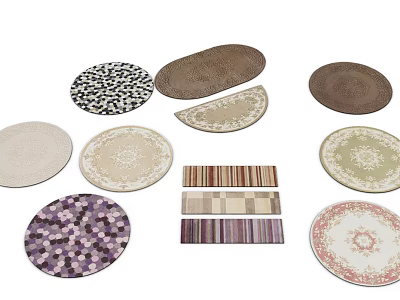 Stylish Round Rugs With Various Patterns And Different Designs For Home Decor 3d model