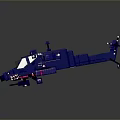 Detailed Blue Helicopter Model With Rotors Fuselage Windows And Wheels Design