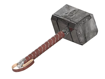 Mythical War Hammer Weapon With Metal Head Leather Wrapped Handle And Celtic Knot Engravings 3d model