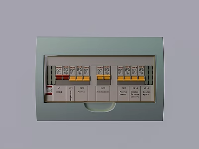 Electrical Switch Panel With Multiple Colored Circuit Breakers And Labeled Safety Switches 3d model