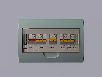 Electrical Switch Panel With Multiple Colored Circuit Breakers And Labeled Safety Switches 3d model