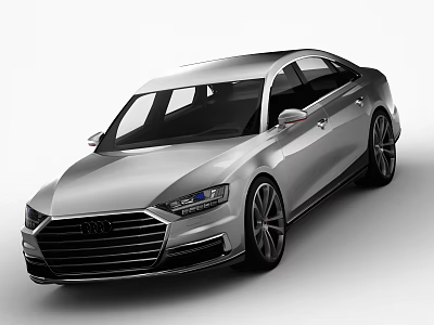 Silver Audi Sedan Featuring Modern Sleek Body LED Headlights And Alloy Wheels 3d model