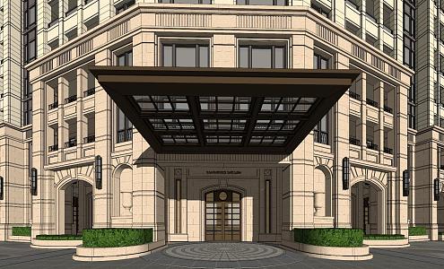 European-style door Vanke high-end residential entrance 3d model