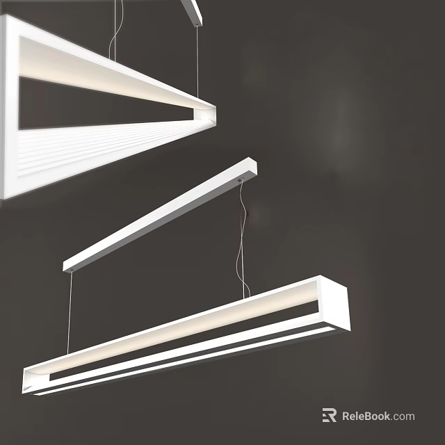 Modern Geometric Chandeliers with White Linear Design and Minimalist Ceiling Hanging 3d model 