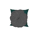 Gray Petal Shaped Decorative Pillow with Teal Background and Layered Flower Design