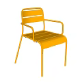 Modern Yellow Leisure Chair with Metal Frame and Armrests in Minimalist Design