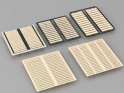Various Rectangular Shelf Units With Black And Beige Striped Designs 3d model