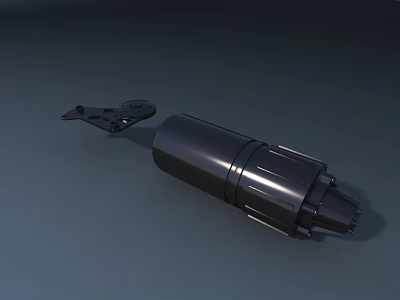 Black Cylindrical Metal Hardware Tool With Clamp Attachment For Industrial Applications 3d model