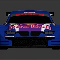 Blue Racing Car With Red Bull Livery Rear Wing And Aerodynamic Design