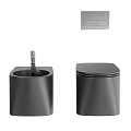 Sleek Black Toilet With Modern Design And Matching Wash Basin Color Options