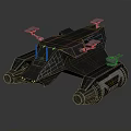Futuristic Sci Fi Spacecraft Design With Multiple Engines And Weapon Mounted Structures 3d model