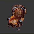 Colorful Ornate Chair With Intricate Carvings And Vintage Design Details