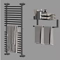 Modern Bathroom Accessories with Towel Rack Shelf Folded Towels and Toiletries