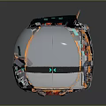 Futuristic Spherical Vehicle With Transparent Cabin Orange Frame Display Panel And Top Sensor