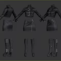 Stylish Cropped Jackets Short Skirts And High Heel Boots With Metallic Details