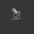 Ancient Style Stone Lion Statue With Paw On Ball On Rectangular Base Decorative Sculpture