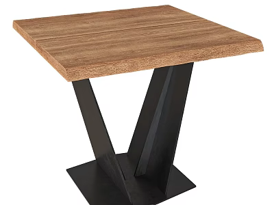 Modern Dining Table With Square Wooden Top And Black Metal V Shaped Legs 3d model