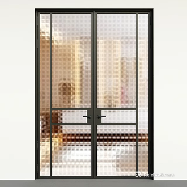 Modern Black Metal Door Handle For Stylish Glass Door Interior Design 3d model 