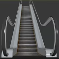 Modern Escalator With Stainless Steel Handrails And Moving Steps Design
