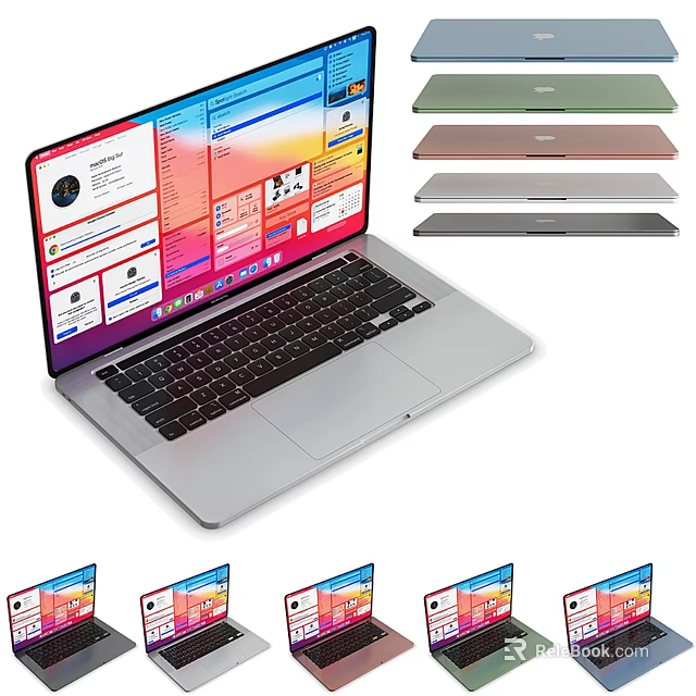 Modern Sleek Laptop With Multiple Color Options And High Resolution Screen 3d model 