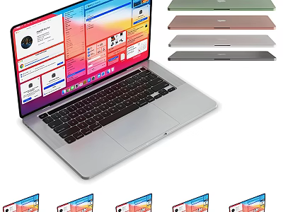 Modern Sleek Laptop With Multiple Color Options And High Resolution Screen 3d model
