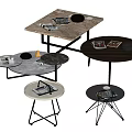 Various Modern Coffee Tables With Marble Black Tabletops Metal Frames And Magazines