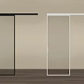 Modern Glass Sliding Doors With Black And White Frames For Interior Design 3d model