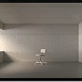 White Kids Chair with Backrest and Wheels in Minimalist Gray Concrete Wall Space