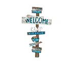 Scenic Campground With Welcome Sign River Fire Pit Toilet And Green Trees