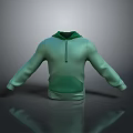 Green Hooded Sweatshirt With Zipper Front Long Sleeves And Casual Daily Wear Design