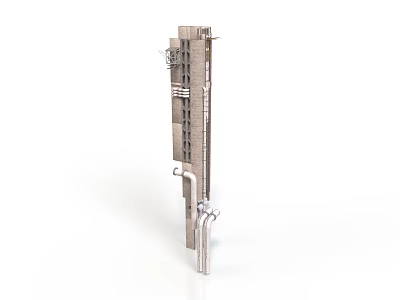 Industrial Equipment Vertical Multi Layer Structure With Pipes Supports And Components 3d model